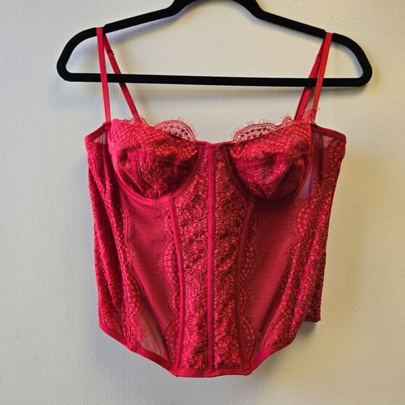 NWT Urban Outfitter Modern Love Corset Bustier Coquette Lingerie Top Red Devil C - Picture 1 of 9